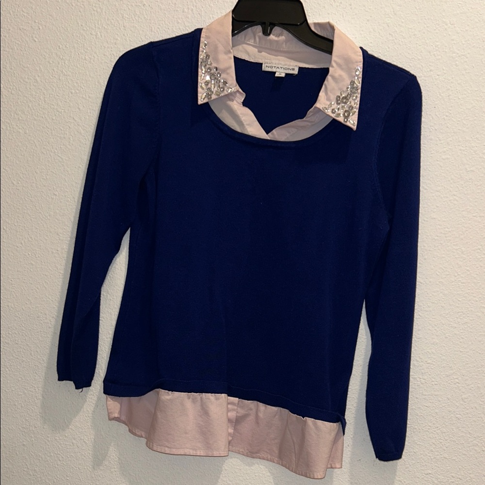 Notations Navy and Pink Layered Top